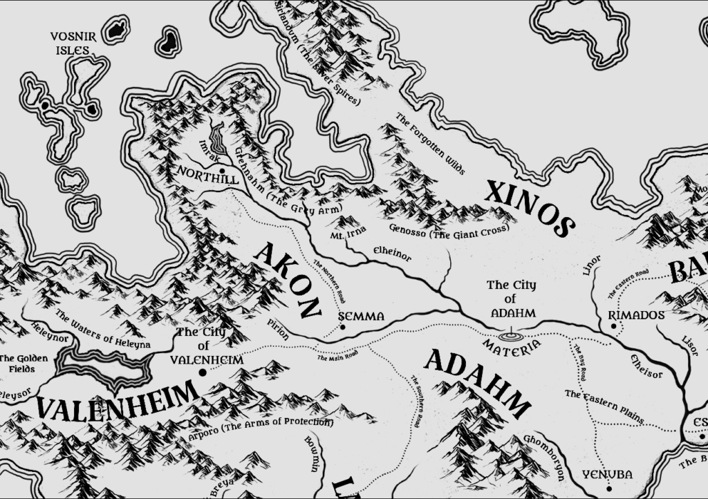 A map of the Northern parts of Halcareth